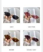 New Cat Eye Rivet Rimless Sunglasses Women Luxury Fashion Brand Oval Narrow Sun Glasses Shades Trendy Elegant Unique Eyewear Luxlife Brands
