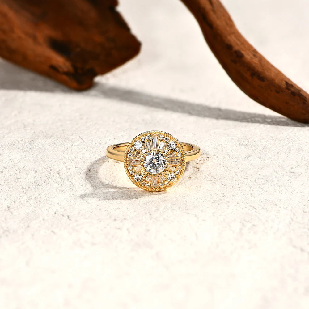 ATTAGEMS Round Cut 0.5CT Full Moissanite Ring DVVS1 Real 925 Sterling Silver for Women Engagement Fine Jewelry Shipping From USA Luxlife Brands