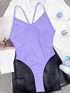 Sexy One Piece Swimsuit Women Ring Linked Bathing Suit String Bandage Swimwear Cut Out Monokini Summer Beach Swim Suit Bather Luxlife Brands