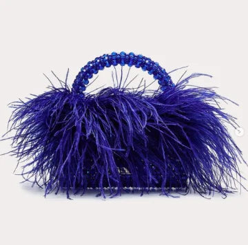 Ostrich Feather Fur Clear Acrylic Crystal Tote