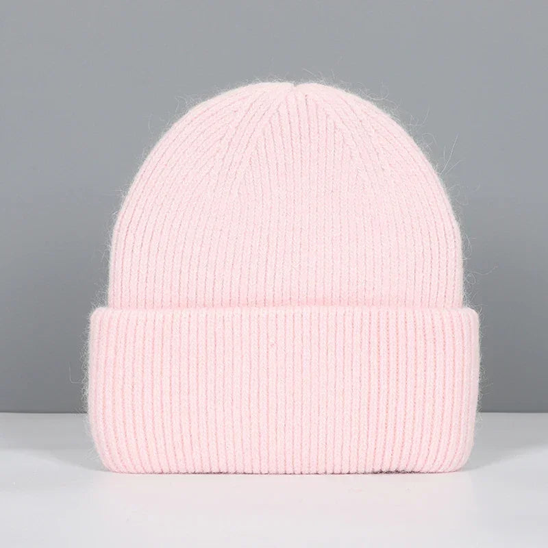 Women Winter Hat Real Rabbit Fur Winter Hats For Women Fashion Warm Beanie Hats Women Solid Adult Cover Head Cap