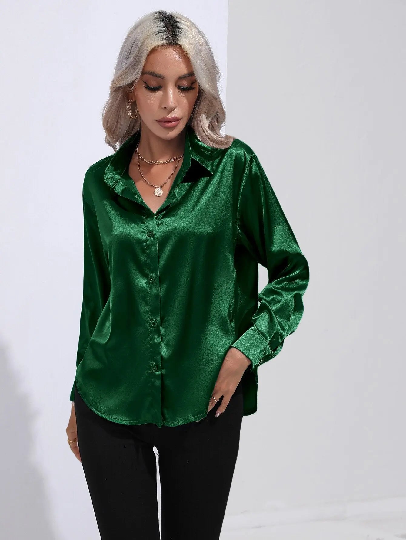 2023 Spring Women Shirt New Fashion Satin Women Tops Blouses Long Sleeve Silk Female Clothing Loose Solid Elegant Blouse Women