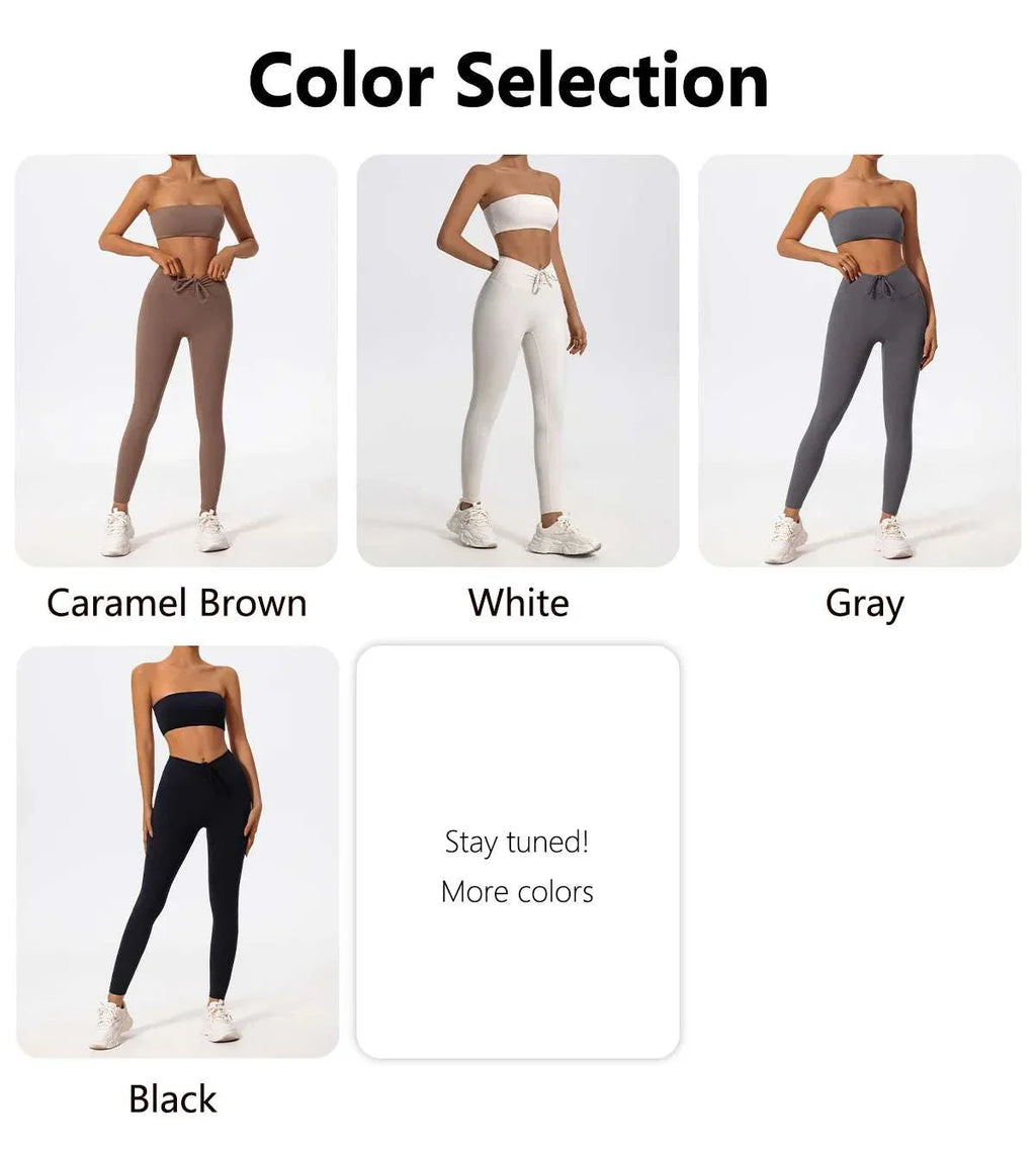 Ctenkevet Women Strapless Bra Suits Gym Workout Yoga Outfit Female Fitness Crop Top Outdoors Activewear Women Underwear Set