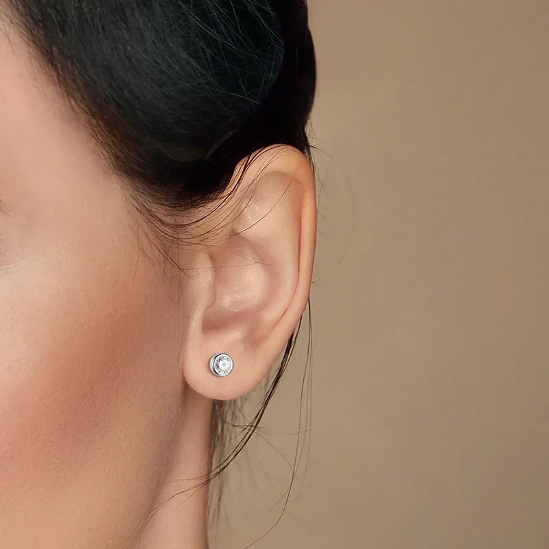 Trustdavis Real 925 Sterling Silver Fashion Round 4/5/6mm CZ Beads Screw Stud Earrings For Women Wedding Fine Jewelry DA2269 LUXLIFE BRANDS