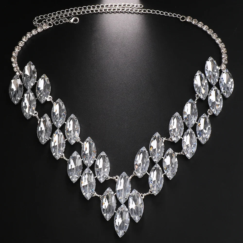 Colored Crystal Rhinestone Statement Necklace
