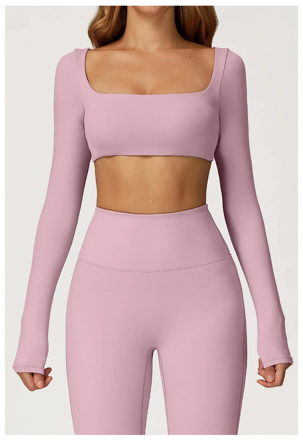 Yoga Shirts Fitness Long Sleeve Women Sport Crop Top Women Square Neck Gym Top Yoga T-Shirt Clothing Casual Quick Dry Sportswear