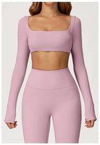 Yoga Shirts Fitness Long Sleeve Women Sport Crop Top Women Square Neck Gym Top Yoga T-Shirt Clothing Casual Quick Dry Sportswear Luxlife Brands