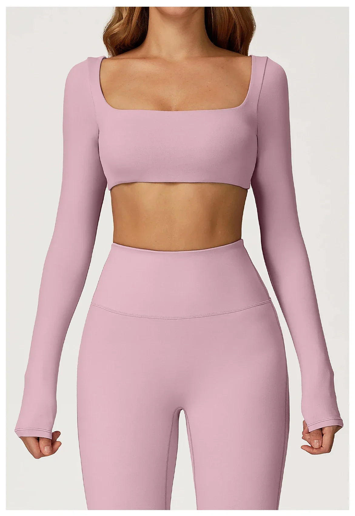 Yoga Shirts Fitness Long Sleeve Women Sport Crop Top Women Square Neck Gym Top Yoga T-Shirt Clothing Casual Quick Dry Sportswear