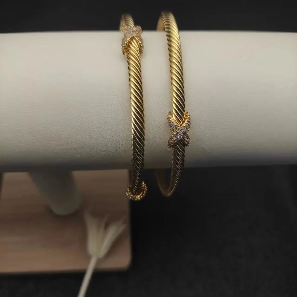 DY David Yurma X 4MM Bangle Bracelet For Women High Quality Station Cable Cross Collection Vintage Ethnic Loop Hoop Punk Jewelry LUXLIFE BRANDS