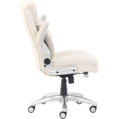 Office Chair, Ergonomic Executive Offices Desk Chairs with Flip-up Armrests, Cream Bonded Leather, Office Chair