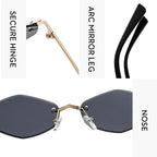 Trendy Rimless Polygonal Sunglasses Stylish Gradient Lens Metal Shades Eyewear Luxury Brand Small Rhombus Vintage Sun Glasses Luxlife Brands
