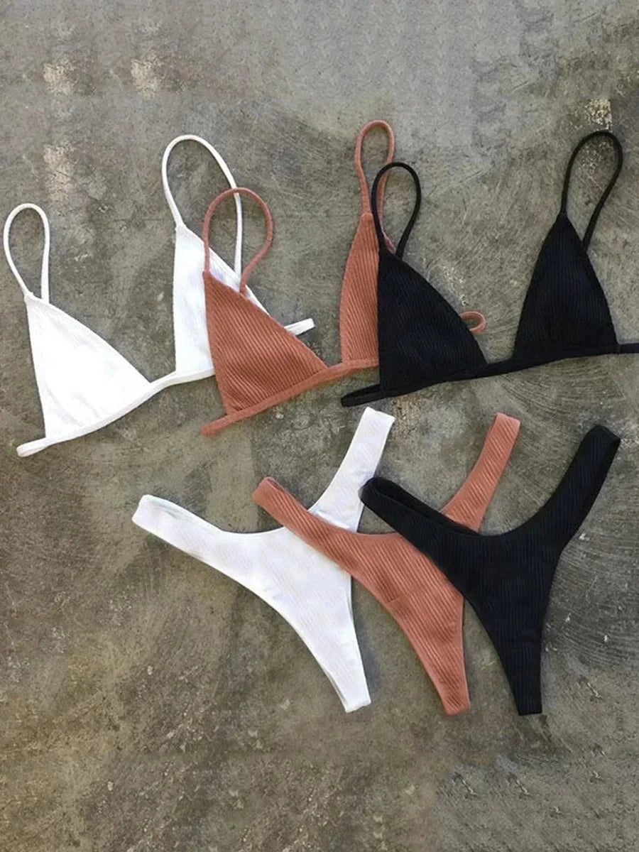 Bandeau Ribbed Bikini LUXLIFE BRANDS