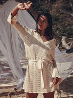 Brickell Bell Sleeve Belted Beach Mini Dress Luxlife Brands