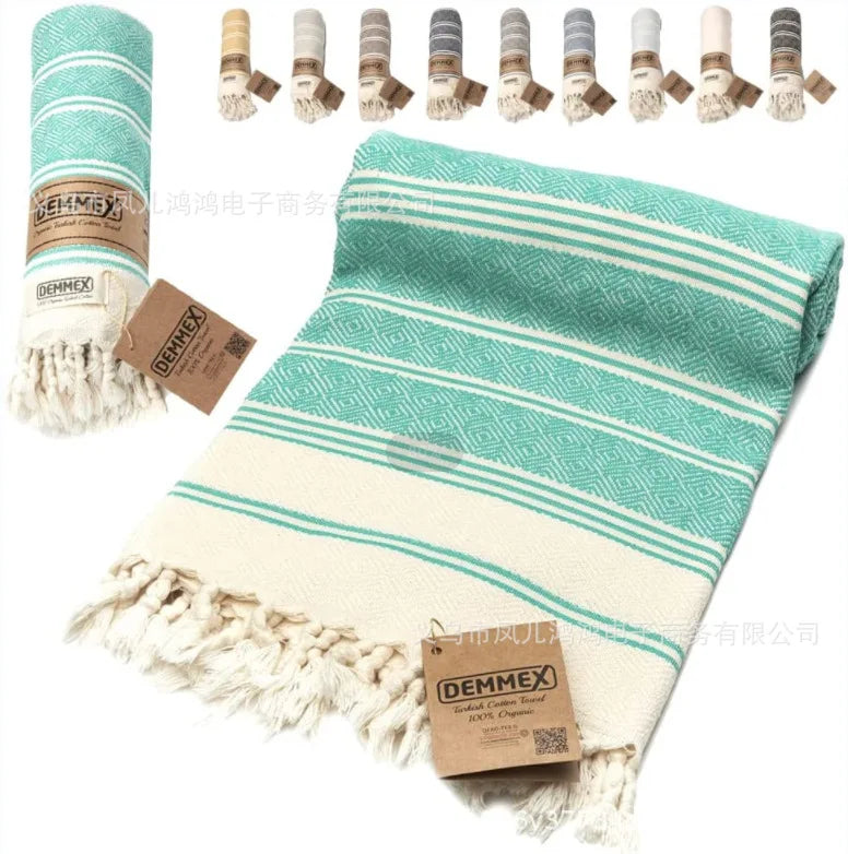 Summer Classic Popular 190x100CM Diamond Shape Lightweight Sand-free Turkish Jacquard Beach Towel Beach