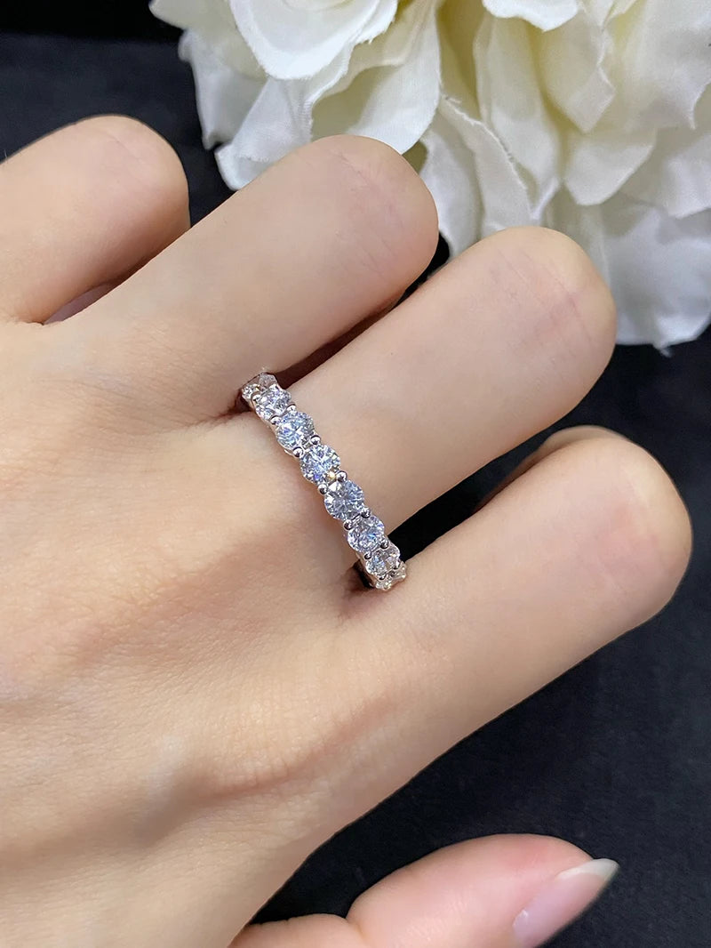 LUOWEND 18K White Gold Rings Luxury Classic Design Real Natural Diamond Engagement Ring for Women High Wedding Jewelry