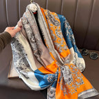 180*90cm Luxury Brand Spring Summer Autumn Women Clothing New Fashion Color matching printed silk scarf lady popular turba Luxlife Brands