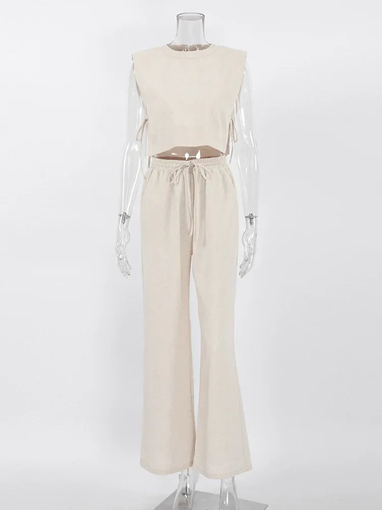 Linen Crop Top & Pants Set