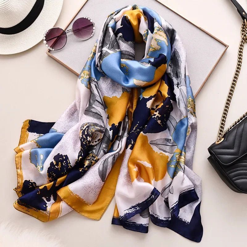 180*90cm Luxury Brand Spring Summer Autumn Women Clothing New Fashion Color matching printed silk scarf lady popular turba