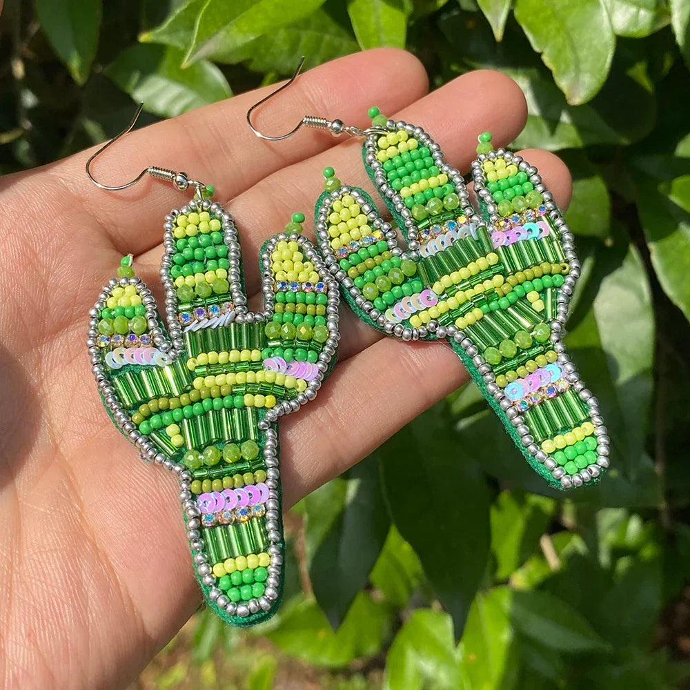 Handmade Beaded Drop Earrings