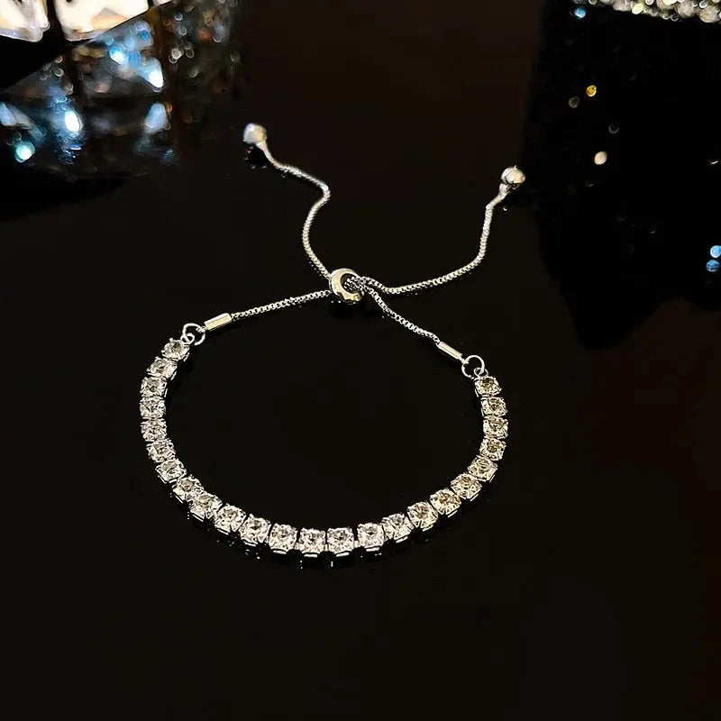 Luxurious Sparkling Adjustable Zircon Bracelets For Women New Gold Plated High Quality Bracelet Wedding Jewelry Birthday Gift