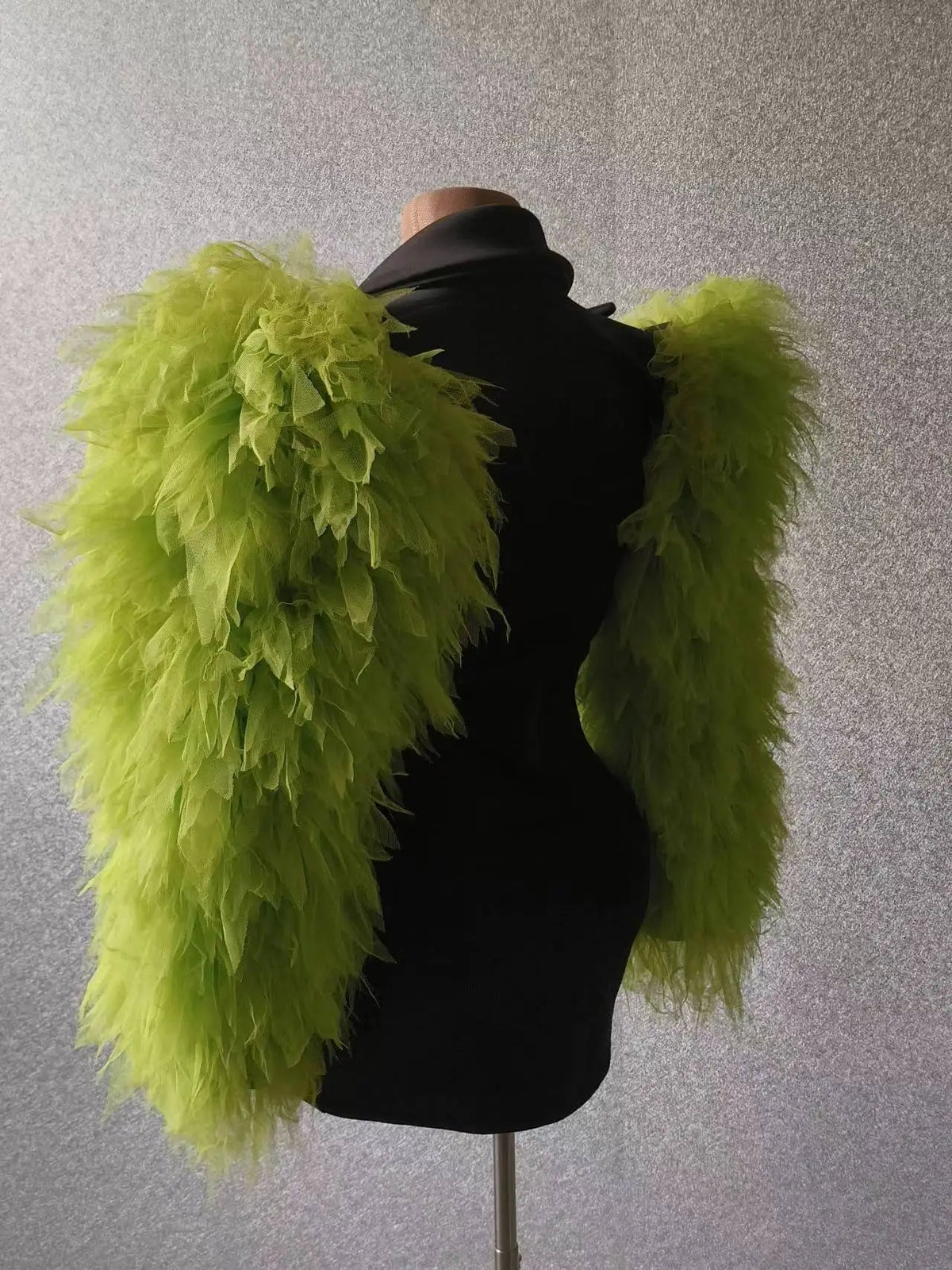 Women's Deep-Frilled Mesh Long-Sleeved Shawl Collar Decked Elegant Blazer Jacket Sexy Party Club DS Birthday Outfits Drag Queen