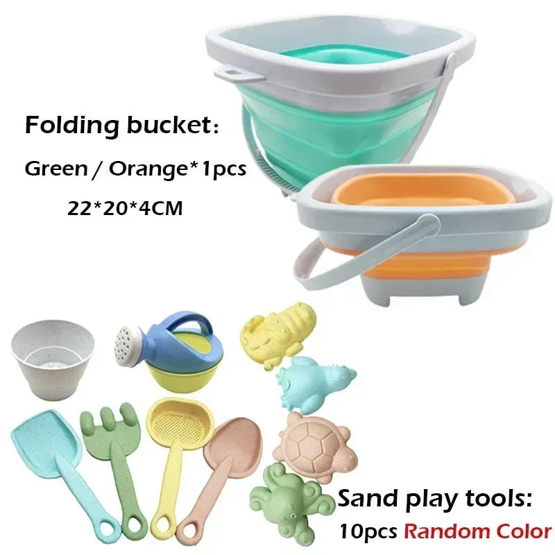 1/11PCS Summer Beach Set Toys for Kids Digging Sand Folding Bucket Watering Bottle Shovels Children Beach Water Game Toys Tools