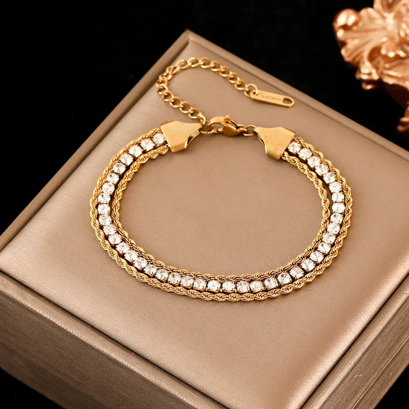 EILIECK 316L Stainless Steel Twisted Bracelet Bangles For Women Trendy 18K Gold Plated Wrist Chain Waterproof Jewelry Gift Party Luxlife Brands