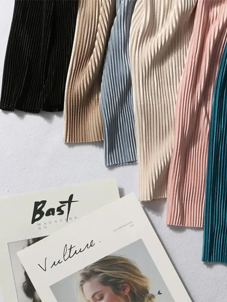 Summer Wide Leg Pants For Women Casual Elastic High Waist 2020 New Fashion Loose Long Pants Pleated Pant Trousers Femme