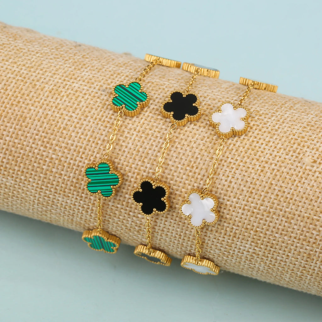 Gold Plated Stainless Steel Flower Bracelet
