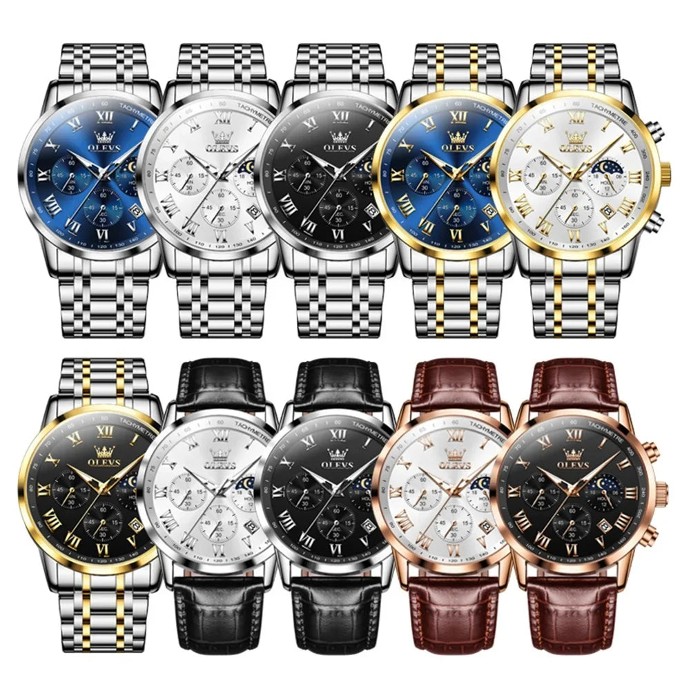 Luxury Brand Men's Stainless Chronograph Quartz Watch LUXLIFE BRANDS