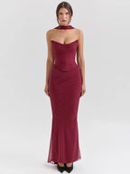 Elegant Wine Strapless Maxi Skirt Set Luxlife Brands