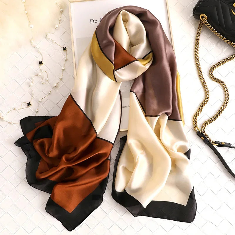 180*90cm Luxury Brand Spring Summer Autumn Women Clothing New Fashion Color matching printed silk scarf lady popular turba