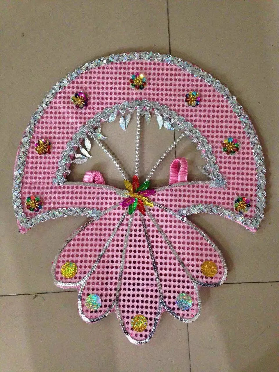 Sequined Butterfly-Style Costume Backpiece with Draped Chain