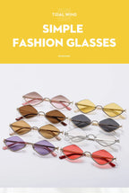 Fashion Small Polygonal Sunglasses Women Brand Metal Half Frame Glasses Ladies Hipster Sexy Cat Eye Shades Vintage Luxlife Brands