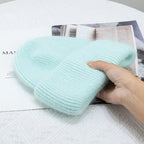 Fashion Warm Skullies Angola Rabbit Fur Winter Knitted Beanies Women Cap Female Three Fold Ski Outdoor Hats Luxlife Brands