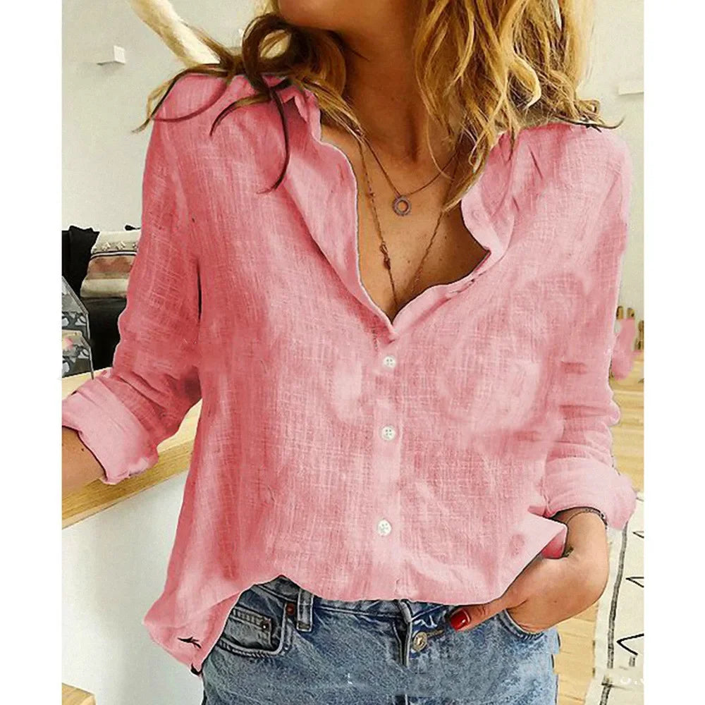 Fashion Women's Print Shirt Women's Long Sleeve Top Cotton Office 2024 Spring Summer Casual Loose Top Large 5XL