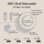ATTAGEMS Real Moissanite Jewelry Set for Women D VVS1 S925 Sterling Silver Luxury Ring Earrings Bracelet Necklace  Wedding Gifts Luxlife Brands
