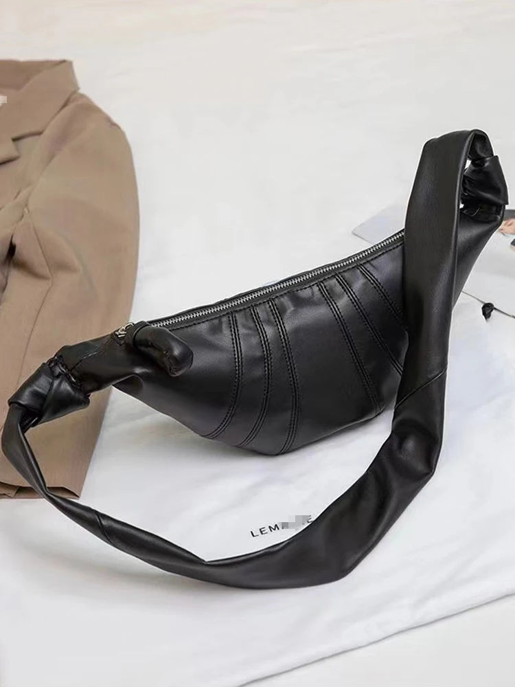 Leather Croissant Bag for Women LUXLIFE BRANDS