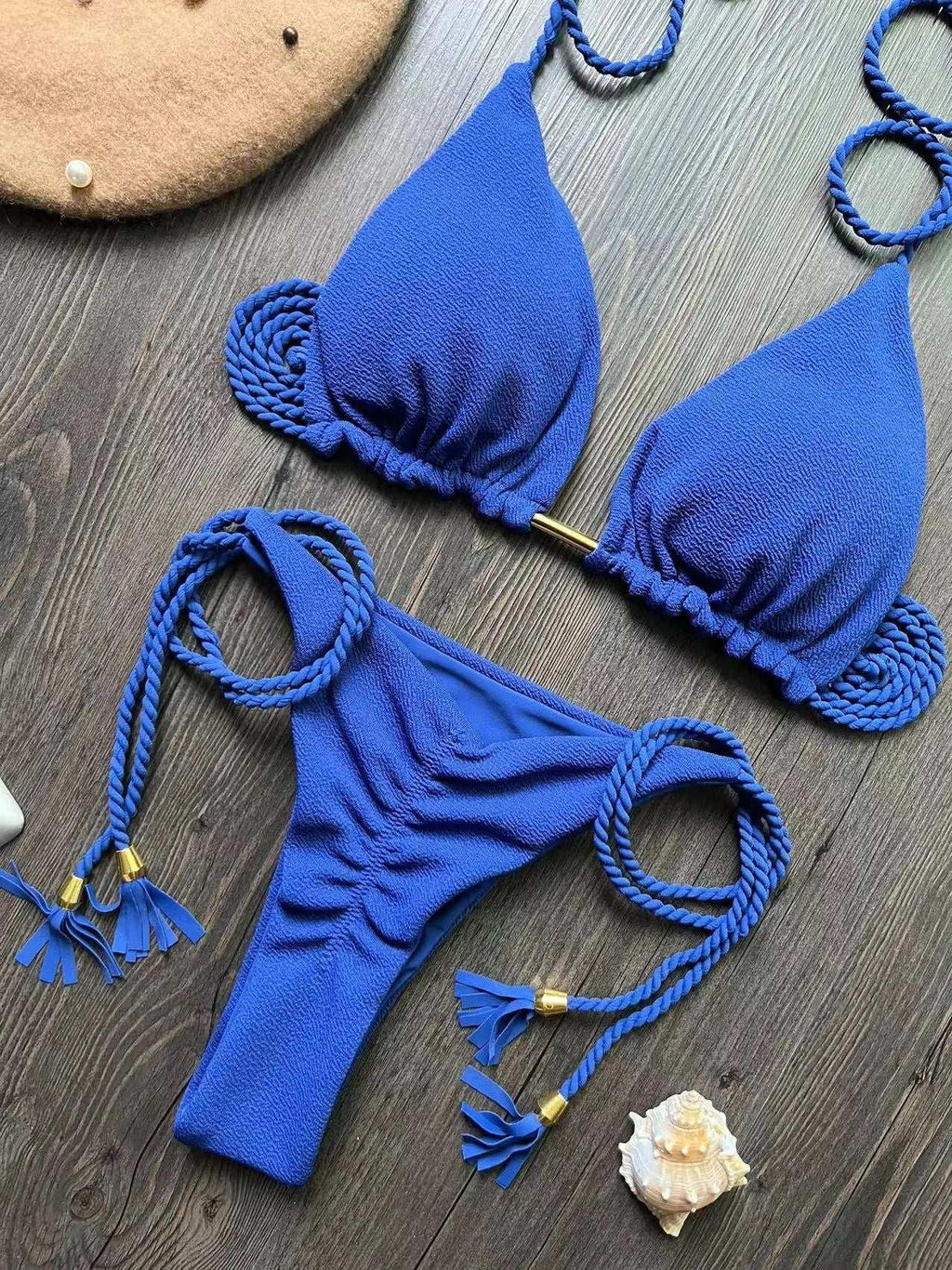 RUOTONSEPT Sexy Braiding rope Bandage Bikini Set Women's Swimsuit Two-piece Triangle Swimwear Bathing Suit Brazilian Biquinis
