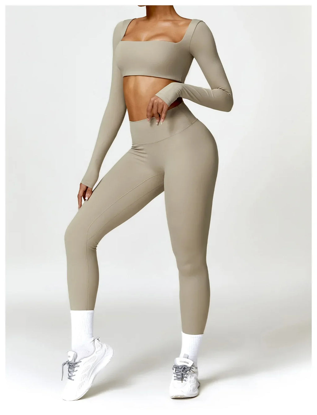 New Long sleeve Shirt Sports Set Women Fitness Tights Yoga Set Crop Top Running High Waist Gym Set Womens Outfits Yoga Clothing