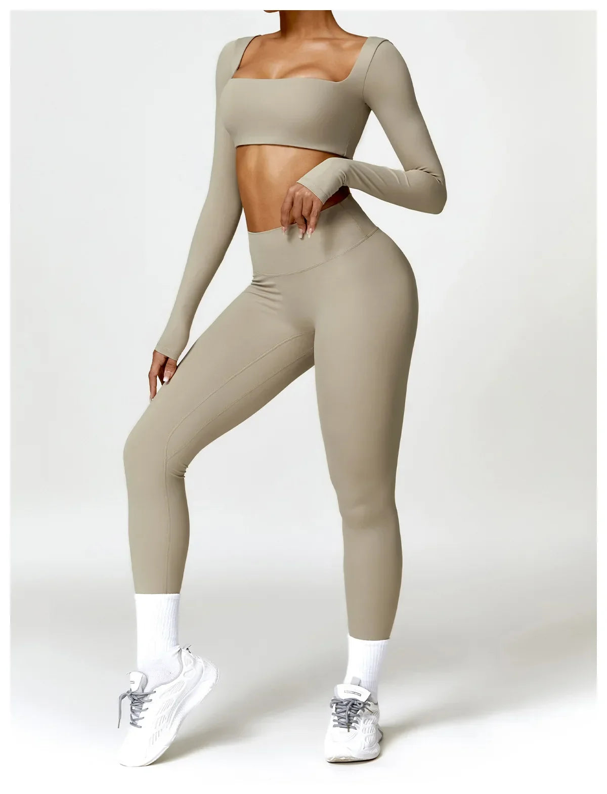 New Long sleeve Shirt Sports Set Women Fitness Tights Yoga Set Crop Top Running High Waist Gym Set Womens Outfits Yoga Clothing