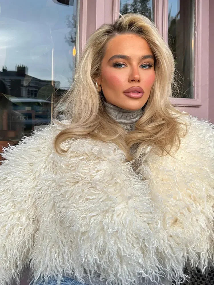 Women’s Faux Fur Cropped Jacket LUXLIFE BRANDS