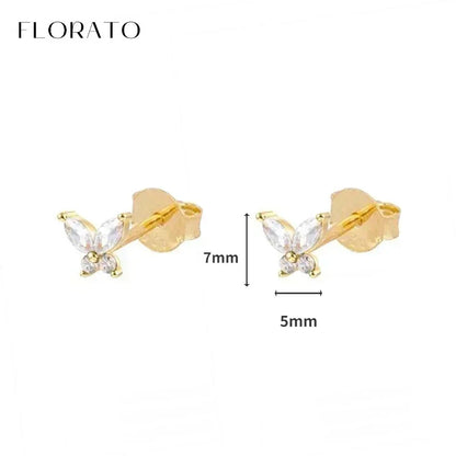 Luxury white crystal zircon earrings 925 sterling silver ear needles Hoop gold earrings For women Fashion Luxury Wedding Jewelry