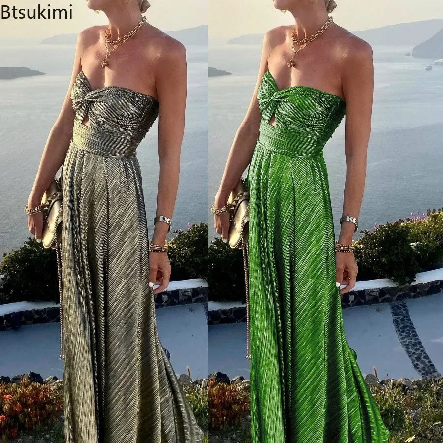 Metallic Long Party Dress LUXLIFE BRANDS