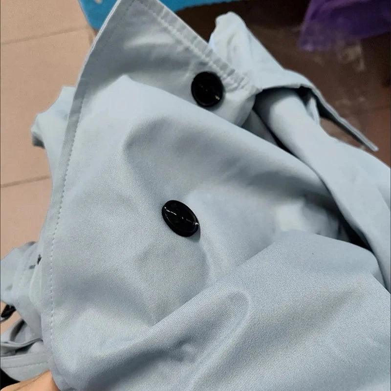 British Style Long Trench Coats Classic Double Breasted Windbreaker Elegant Womens Loose Overcoats Korean Fashion Blue Gabardina LUXLIFE BRANDS