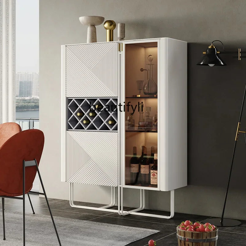 Italian Minimalist Wine Cabinet Modern Simple and Light Luxury Villa Living Room Designer Stone Plate Tall Wine Cabinet