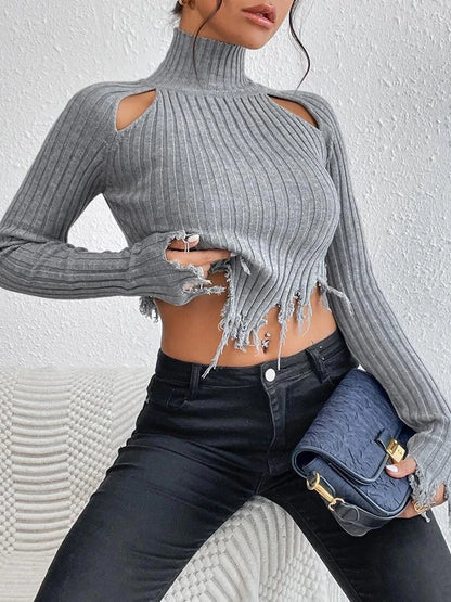 2023 Autumn Winter Women Sexy Turtleneck Basic Sweaters Jumper Solid Knitted Crop Tops Bodycon Slim Long Sleeve Pullover