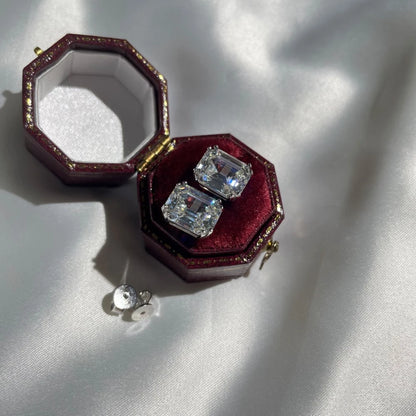 Wong Rain 100% 925 Sterling Silver Emerald Cut 4CT High Carbon Diamonds Ear Stud Earrings Wedding Party Jewelry Drop Shipping LUXLIFE BRANDS