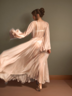 Unique Silky Shiny Crinkle Chiffon long Lingerie Robe dress SelenaHuanStudio