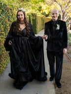 Silky Satin Feather Fringe Hem Long Robe (Victorian Style) - next day shipping selective colors SelenaHuanStudio